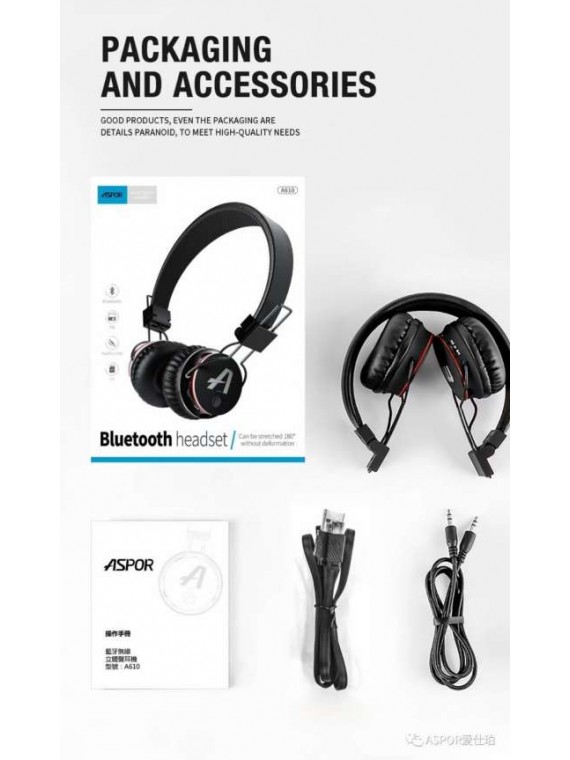 ASPOR A610 Bluetooth Headset Black