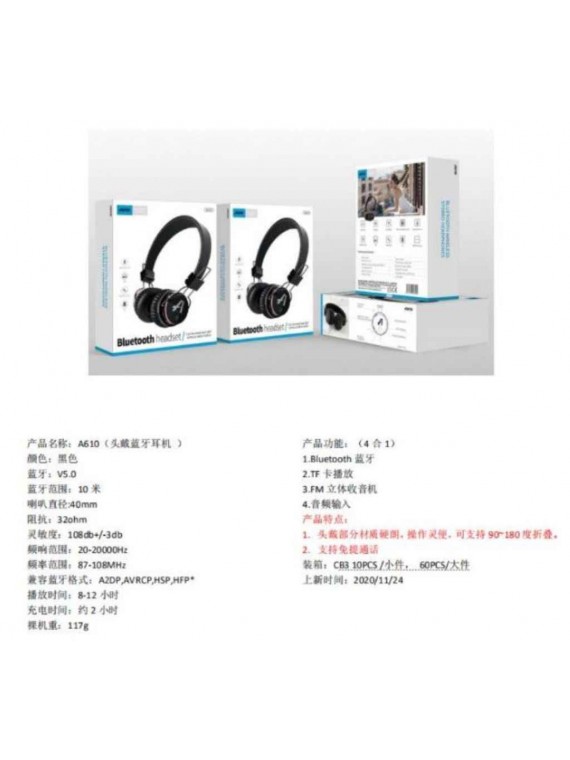 ASPOR A610 Bluetooth Headset Black