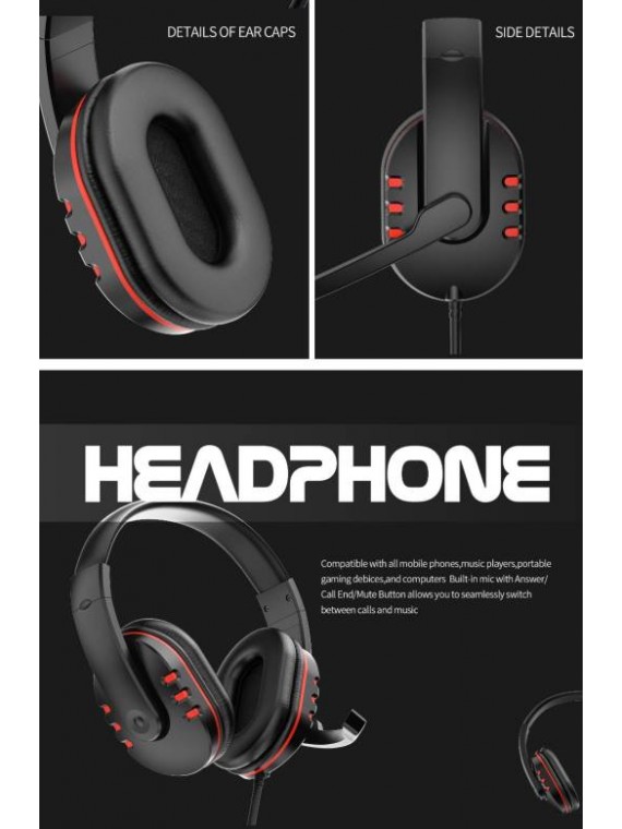 ASPOR A216 GAMING HEADPHONE AUX 3.5MM BLACK
