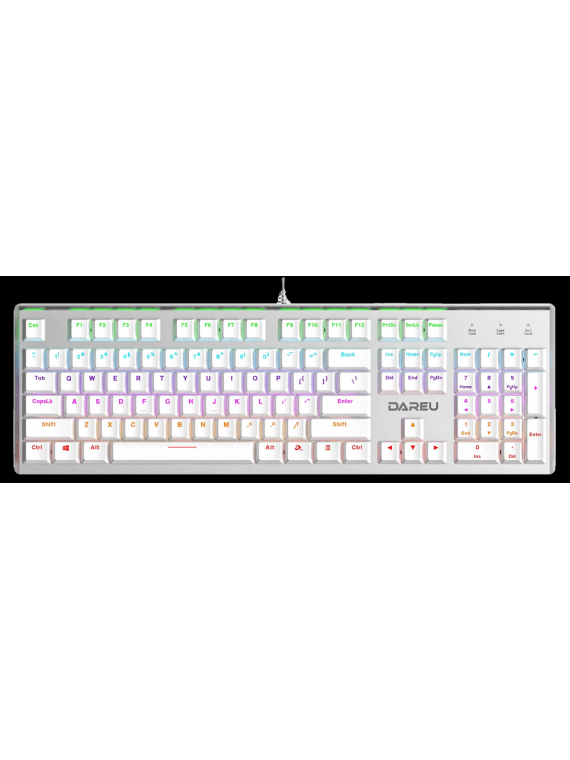 DAREU LK165 FULL SIZE WIRED HYBRID COLOR RGB BACKLIT REAL MECHANICAL GAMING KEYBOARD WHITE