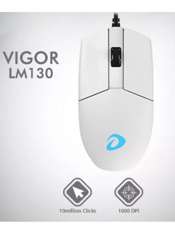 DAREU LM130 VIGOR SERIES OPTICAL WIRED OFFICE AND GAMING MOUSE WHITE