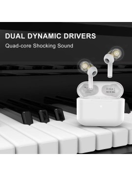 GT4 HIFI-audio Dual moving coil bluetooth wireless earphone White