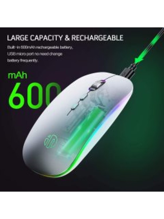 INPHIC M1L LED RGB Backlit Cordless Mouse WHITE
