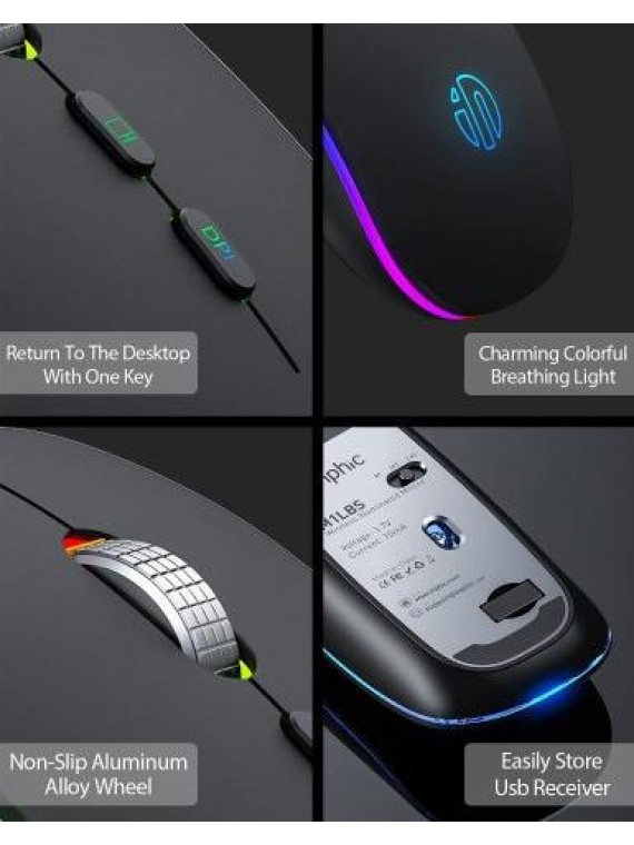 INPHIC M1LBS Dual Mode Optical Wireless Mouse BLACK