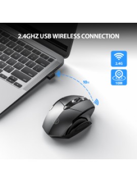 INPHIC M6P Wireless Ergonomic 2.4G Optical PC Laptop Cordless Mouse Grey