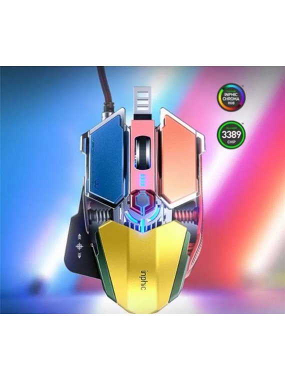INPHIC PG6 Metal E-Sports Games Macro Wired Mouse COLORFUL