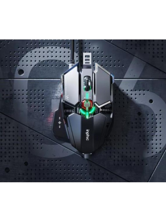 INPHIC PG6 Metal E-Sports Games Macro Wired Mouse BLACK