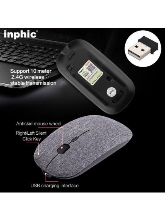 INPHIC PM1 2.4G Wireless Mouse Optical Mouse CLOTH GREY