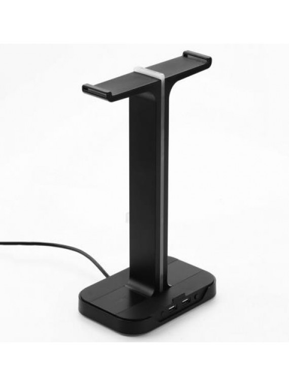 INPHIC H100 DUAL USB PORTS COLORFUL LIGHT BASE HEADPHONE STAND BLACK
