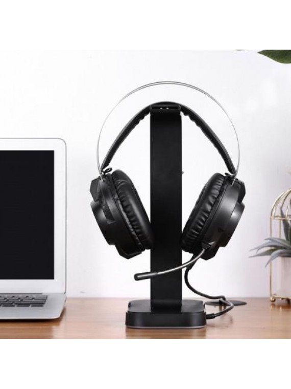 INPHIC H100 DUAL USB PORTS COLORFUL LIGHT BASE HEADPHONE STAND BLACK