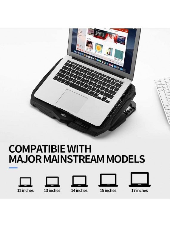  INPHIC R6 Super Quiet Four Fans Laptop COOLER STAND BLACK