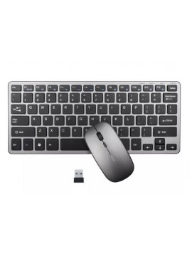 INPHIC V780B Multi-Device Rechargeable Bluetooth + 2.4G Wireless Keyboard GREY