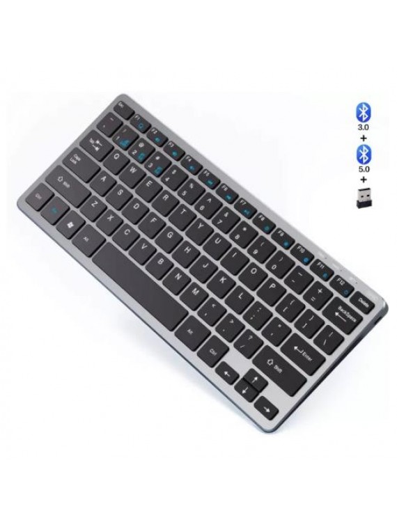 INPHIC V780B Multi-Device Rechargeable Bluetooth + 2.4G Wireless Keyboard GREY