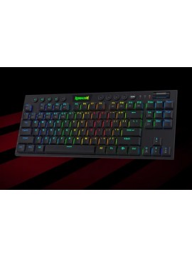 Redragon K621 Horus TKL Wireless RGB Mechanical Keyboard, 5.0 BT/2.4 Ghz/Wired Three Modes 80% Ultra-Thin Low Profile Bluetooth Keyboard w/Dedicated Media Control & Linear Red Switches BLACK
