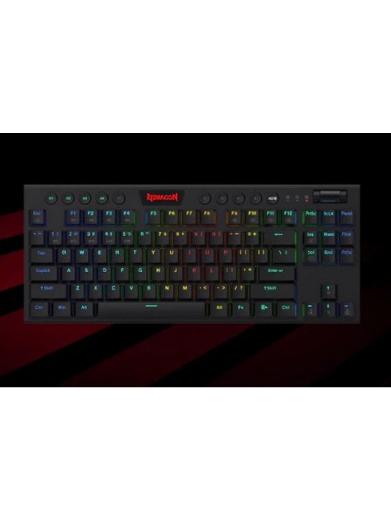 Redragon K621 Horus TKL Wireless RGB Mechanical Keyboard, 5.0 BT/2.4 Ghz/Wired Three Modes 80% Ultra-Thin Low Profile Bluetooth Keyboard w/Dedicated Media Control & Linear Red Switches BLACK