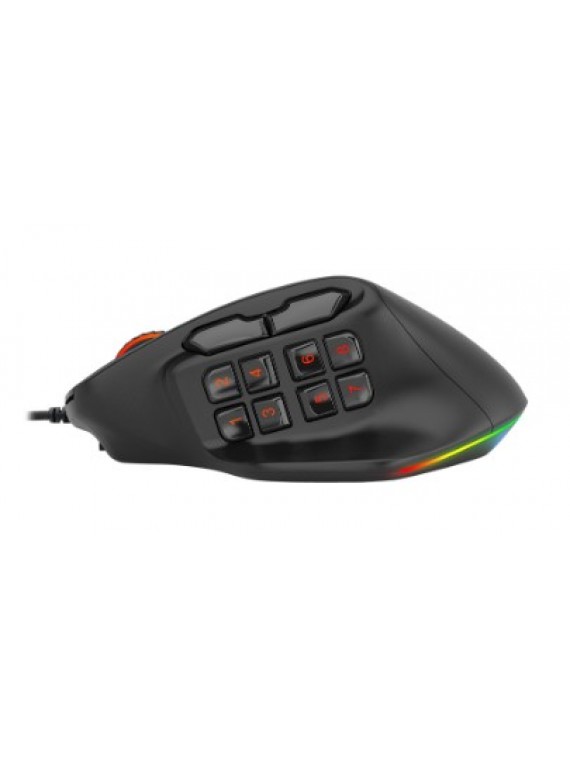 Redragon M811 Aatrox MMO Gaming Mouse, 15 Programmable Buttons Wired RGB Gamer Mouse w/ Ergonomic Natural Grip Build, 10 Side Macro Keys BLACK