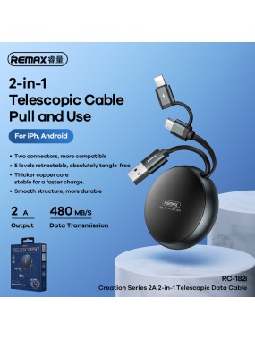 REMAX RC-182i Creation Series 2-In-1 Data Cable Black