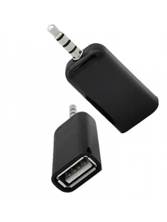 3.5MM AUX TO USB FEMALE CAR AUDIO DONGLE BLACK