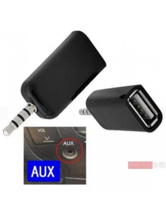 3.5MM AUX TO USB FEMALE CAR AUDIO DONGLE BLACK