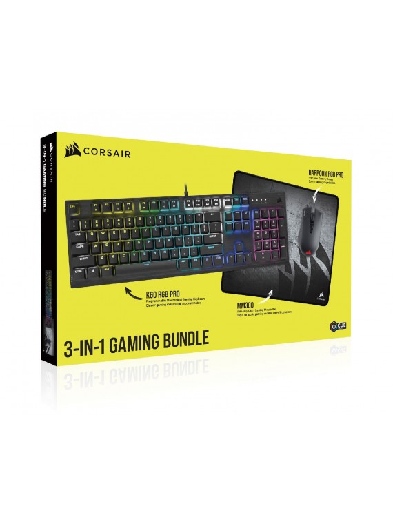 CORSAIR 3 IN 1 GAMING BUNDLE BLACK (WIRELESS MOUSE + K60 RGB Pro Wired Keyboard + Mousepad)