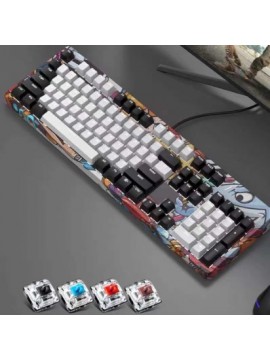 DOUYU DKM150 DIY COLOR MATCHING 104 KEYS MECHANICAL KEYBOARD GRAFFITI + BLACK WHITE