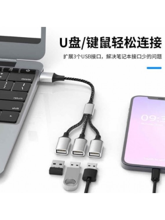 TYPE C 3 USB MULTIFUNCTION CONVERTER SILVER