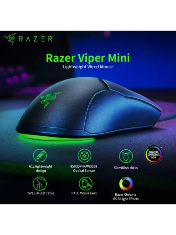 RAZER VIPER 61g RGB MINI WIRED MOUSE BLACK