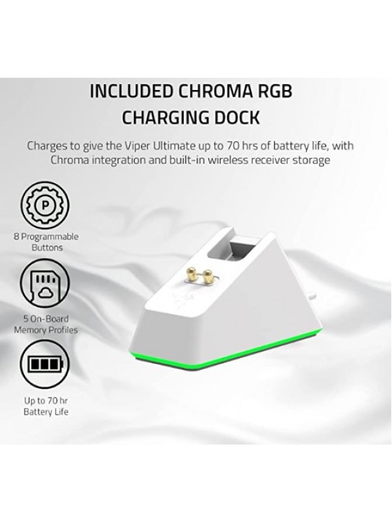 RAZER VIPER ULTIMATE RECHARGEABLE GAMING MOUSE WHITE