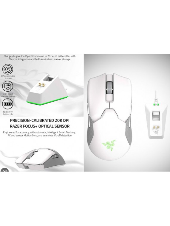 RAZER VIPER ULTIMATE RECHARGEABLE GAMING MOUSE WHITE