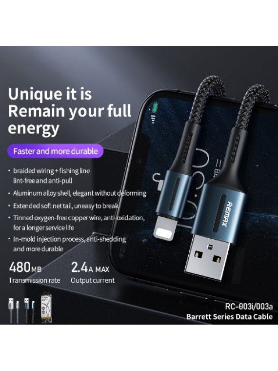 REMAX RC-003I BARRETT SERIES DATA CABLE SILVER