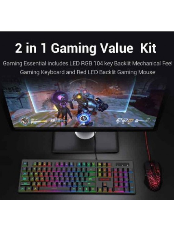 REDRAGON S107-1 LUMINOUS WIRED KEYBOARD AND MOUSE SET BLACK