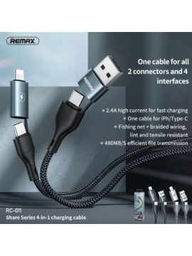 REMAX RC-011 SHARE SERIES 4-in-1 DATA CABLE BLACK