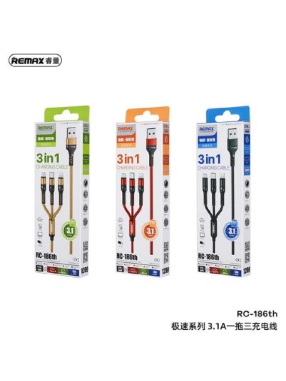 REMAX RC-186TH SPEED SERIES 3in1 DATA CABLE BLACK 