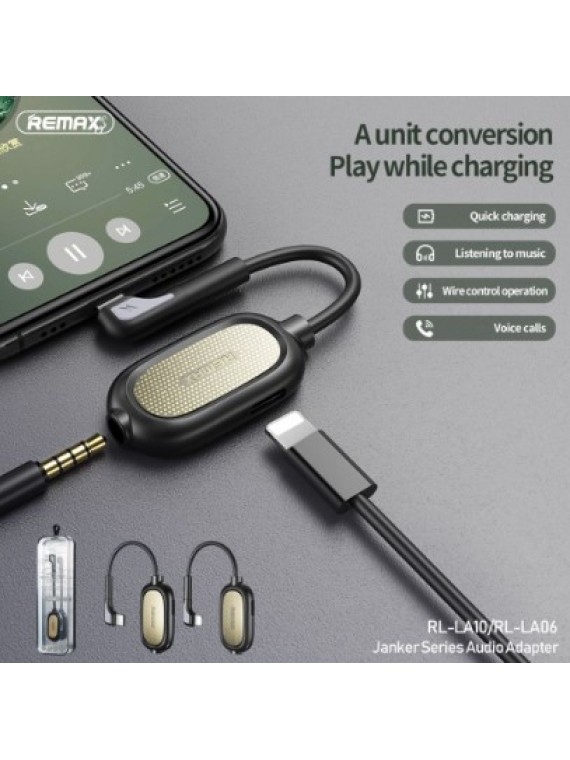 REMAX RL-LA06 JANKER SERIES TYPE-C + 3.5mm JACK AUDIO ADAPTER BLACK 