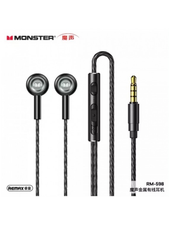 REMAX RM-598 MONSTER METAL WIRED HEADPHONE BLACK