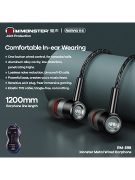 REMAX RM-598 MONSTER METAL WIRED HEADPHONE BLACK
