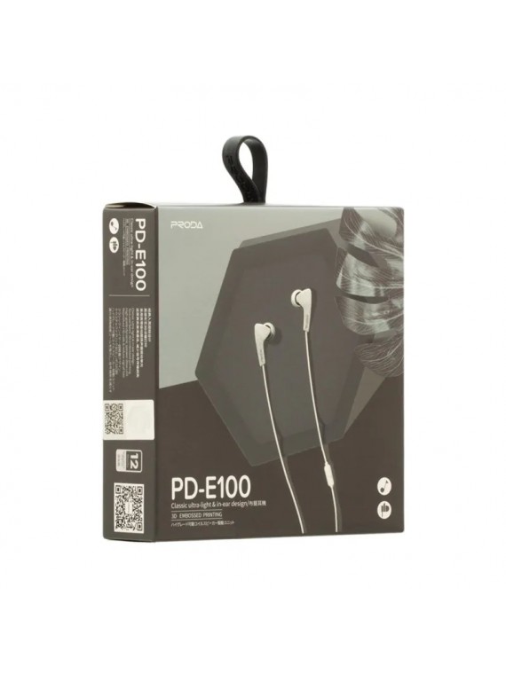 PRODA PD-E100 Fabric Earphone  White