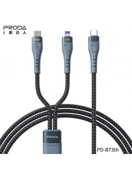 PRODA New PD-B73th 2 in 1 Fast Charging Braided Cable (Type-C to iPhone) Black