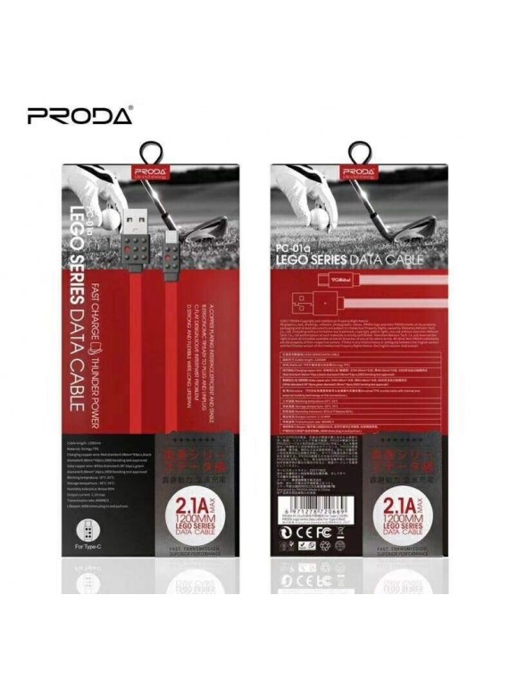 PRODA PC-01m Lego Series Data Cable For Micro Green