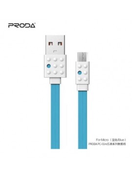 PRODA PC-01m Lego Series Data Cable For Micro Blue