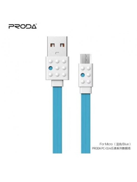 PRODA PC-01m Lego Series Data Cable For Micro Blue