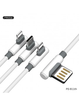 PRODA PD-B11th 3 in 1 Fast Charging gaming Cable White