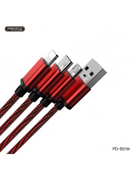 PRODA PD-B31th 3 in 1 Charging Cable Red