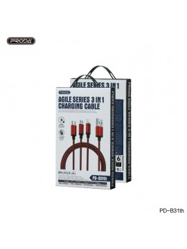 PRODA PD-B31th 3 in 1 Charging Cable Red