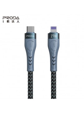 PRODA New PD-B70I Pulsing Series Braided Fast Charging Cable 27W Black