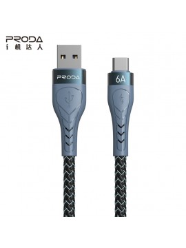 PRODA New PD-B75A Braided Charging Data Transmission Cable 6A Grey