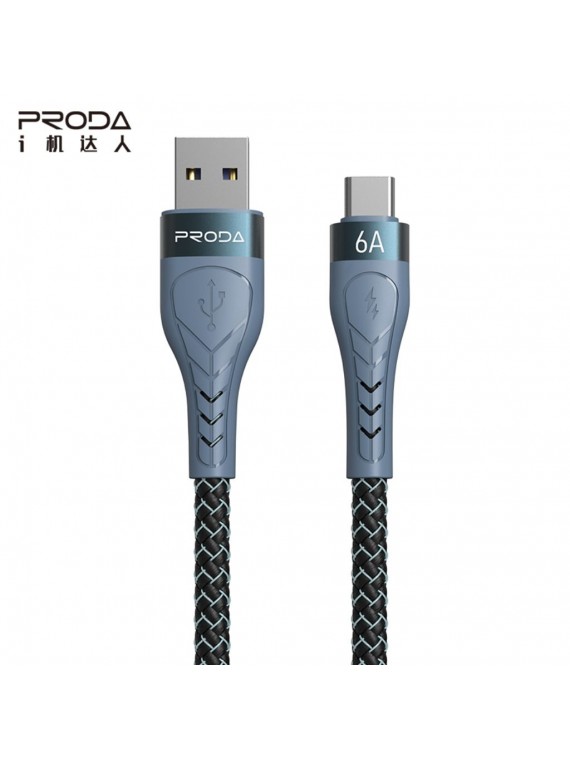 PRODA New PD-B75A Braided Charging Data Transmission Cable 6A Grey