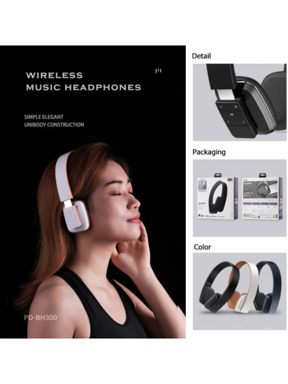 PRODA PD-BH300 Wireless music headphones Black