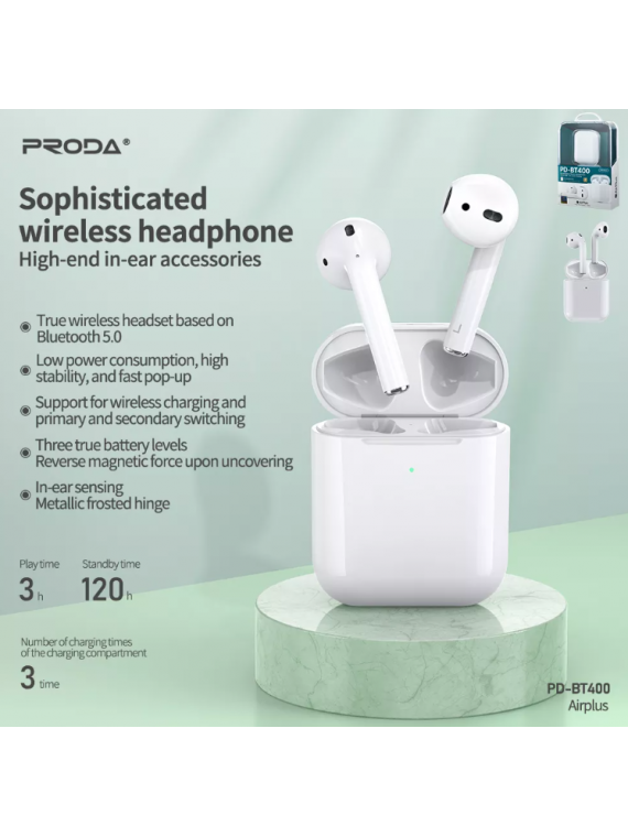 Proda PD-BT400 Hi-resolution Stereo Headphones White