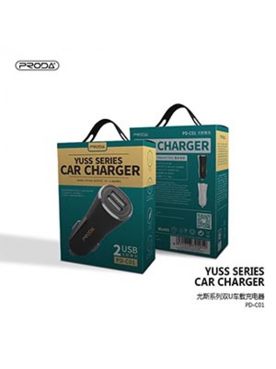 PRODA PD-C01 2 USB Car Charger White